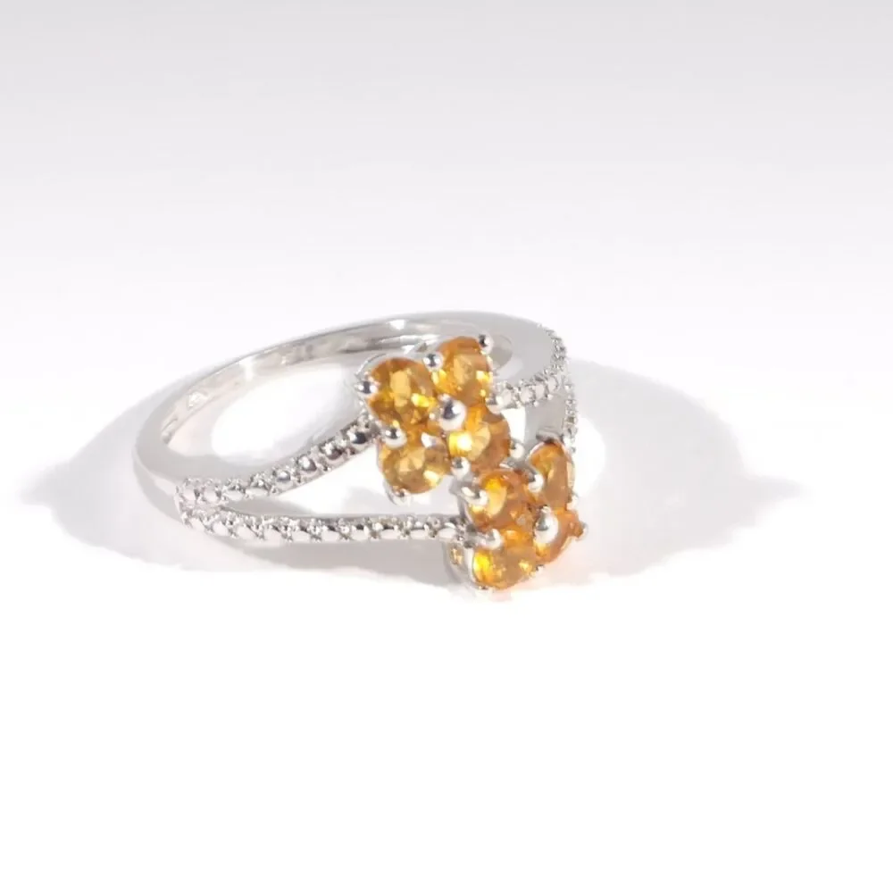 Opal Fire Opal Flower Ring Sterling Silver Size 7-3/4